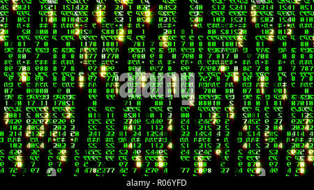 3D rendering of abstract blocks of matrix code located in the virtual ...