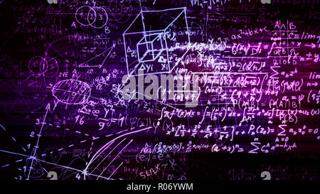High Level Math Formula Without Numbers 3D rendering abstract mathematical formulas in the virtual space ...