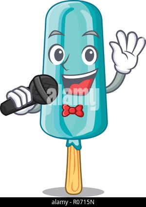 Singing Ice cream shaped with stick cartoon Stock Vector