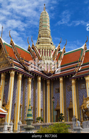 Prasat Phra Thep Bidon, the Royal Pantheon at Wat Phra Kaew, Bangkok, Thailand. Stock Photo