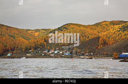 View of Port-Baikal settlement. Irkutsk oblast. Russian Stock Photo