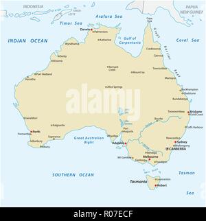a simple vector outline map of australia. Stock Vector