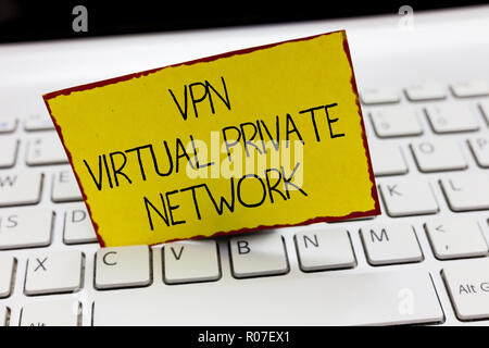 Handwriting text writing Vpn Virtual Private Network. Concept meaning Safe Encrypted connection over the Internet. Stock Photo