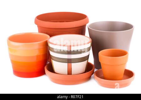 Flower pots isolated on a white background. Stock Photo