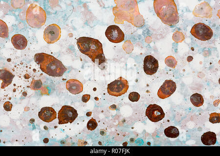 Abstract painting on white background with brown dots. Stock Photo