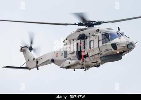 A NH90 NFH military helicopter from the 40th Squadron of the Belgian Air Force. Stock Photo