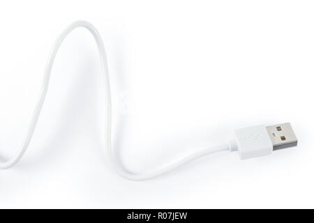 White USB cable isolated on white, clipping path included Stock Photo