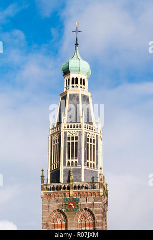 Tower of Zuiderkerk, South Church, or Saint Pancras Church in historic city centre of Enkhuizen, Noord-Holland, Netherlands Stock Photo