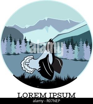 Blackcock silhouette on nature background vector illustration Stock Vector