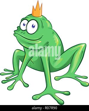 cute cartoon frog mascot character on white background Stock Vector