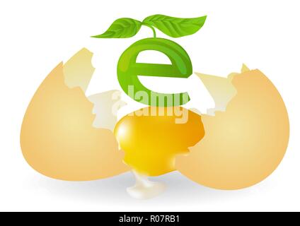 broken egg with the ecological symbol and plant Stock Vector