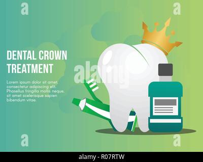 Dental crown treatment concept illustration vector design template Stock Vector