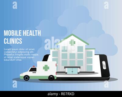 Mobile health clinics concept design vector illustration Stock Vector