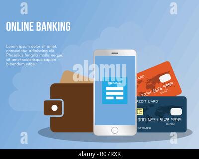 Online banking concept illustration vector design template Stock Vector