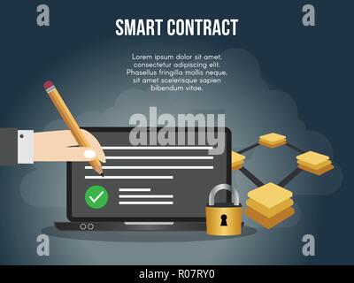 Smart contract concept illustration vector design template Stock Vector