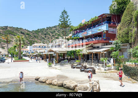 Village view from harbour promenade, Agia Galini, Rethimno Region, Crete (Kriti), Greece Stock Photo