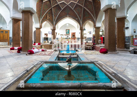 KASHAN, IRAN - AUGUST 27, 2016: traditional Tea House 'Khan', ancient Hamam in the old Bazar of Kashan Stock Photo