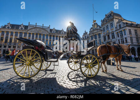 Horse carriage in Brussels Grand Place Stock Photo