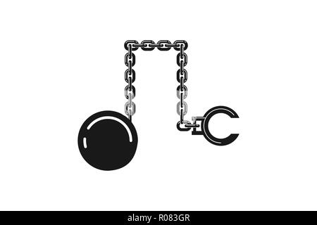 handcuffs and iron balls Logo Designs Inspiration, Vector Illustration Stock Vector