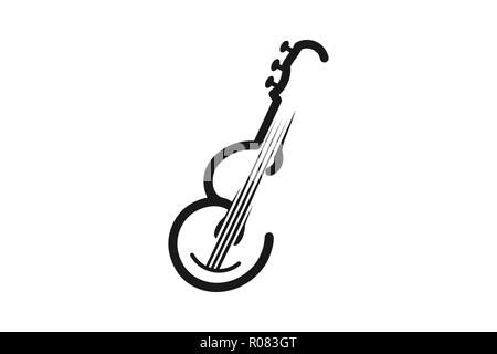 Letter E, Guitar for musical mono line Logo Designs Inspiration, Vector Illustration Stock Vector