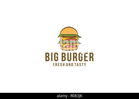 Burger Pile Logo Designs Inspiration, Vector Illustration Stock Vector