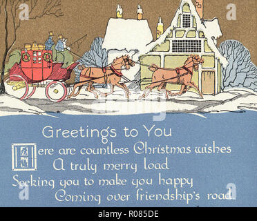classic dickensian victorian christmas card design with text and image Stock Photo