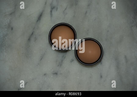Two eggs in egg cups Stock Photo