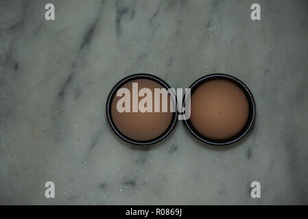 Two eggs in egg cups Stock Photo