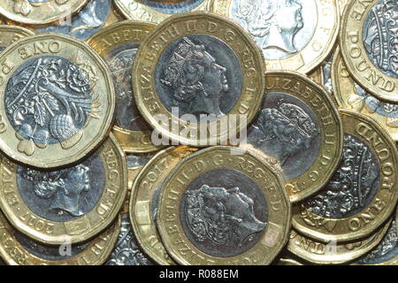 The new shaped 12 sided £1 coin that came into effect from 2017 in the United Kingdom. Stock Photo