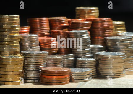 A collection of mixed British coins currently in use in 2018 Stock Photo