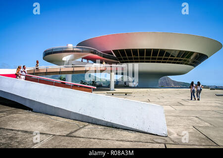 Niemeyer's Niteroi Contemporary Art Museum taken in Niteroi, Rioi de Janeiro, Brazil on 1 February 2008 Stock Photo