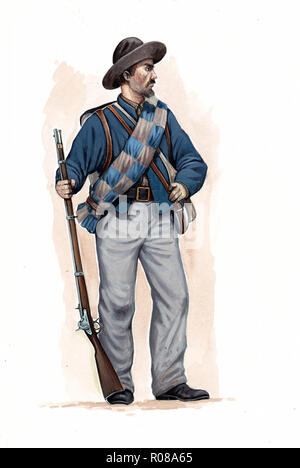 Infantry of Confederate States of America, US Civil war. Illustration. Stock Photo