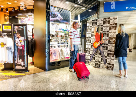 Palma de Mallorca Airport, passengers shopping, Hard Rock Cafe shop, Palma airport Spain, Europe Stock Photo