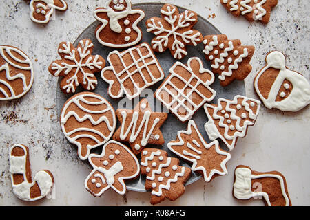 Fresh and tasty Christmas gingerbread cookies Stock Photo