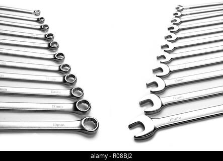 A set of spanners over white background Stock Photo