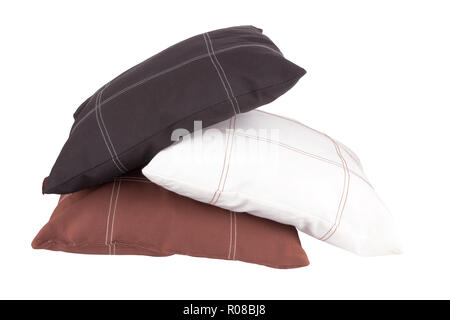 Three soft pillows isolated on white Stock Photo