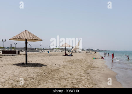 Qurum Beach in Muscat, Oman. This is a popular leisure area in Muscat Stock Photo