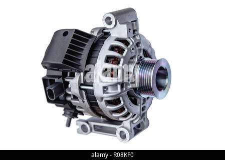 car alternator on a white background Stock Photo