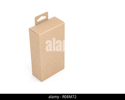 Download Kraft Cardboard Box With Hang Tab Mockup For Design Or Branding In Black Background Studio 3d Rendering Stock Photo Alamy