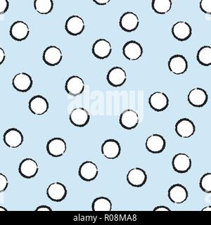 mock wrapping paper decor. blue background pastel white circles with black stroke. gentle baby colors. Stock Vector