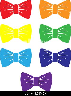 Set of vector bright bows. rainbow colored. multicolored bow silhouette for decoration and design. Stock Vector