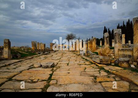 Ephesus city remains with amphitheater in Turkey Stock Photo