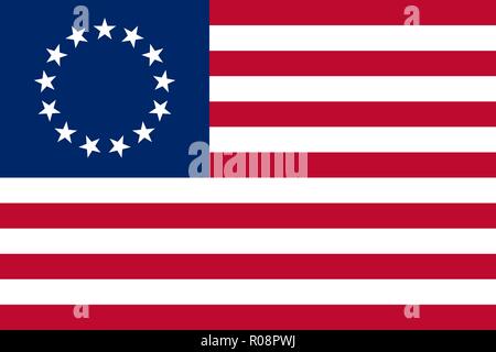 Betsy Ross flag. Historical flag of Unnited States Stock Vector