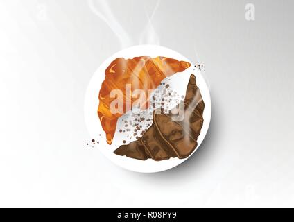 Vector isolated pair of croissant bread design Stock Vector