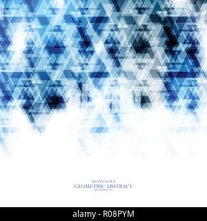 Geometric technological blue triangle abstract background vector design Stock Vector