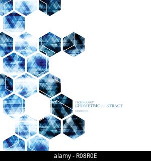 Geometric technological digital hexagon abstract background vector design Stock Vector