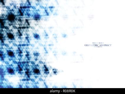 Geometric technological reflected blue triangle abstract background vector design Stock Vector