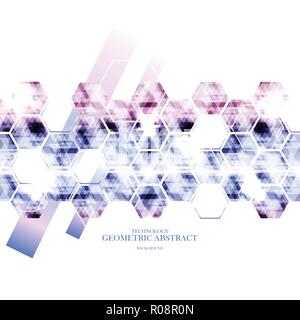 Geometric technological reflected hexagon abstract background vector design Stock Vector
