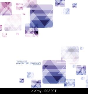 Geometric technological reflected round square abstract background vector design Stock Vector