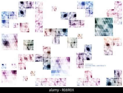 Geometric technological various connection square abstract background vector design Stock Vector